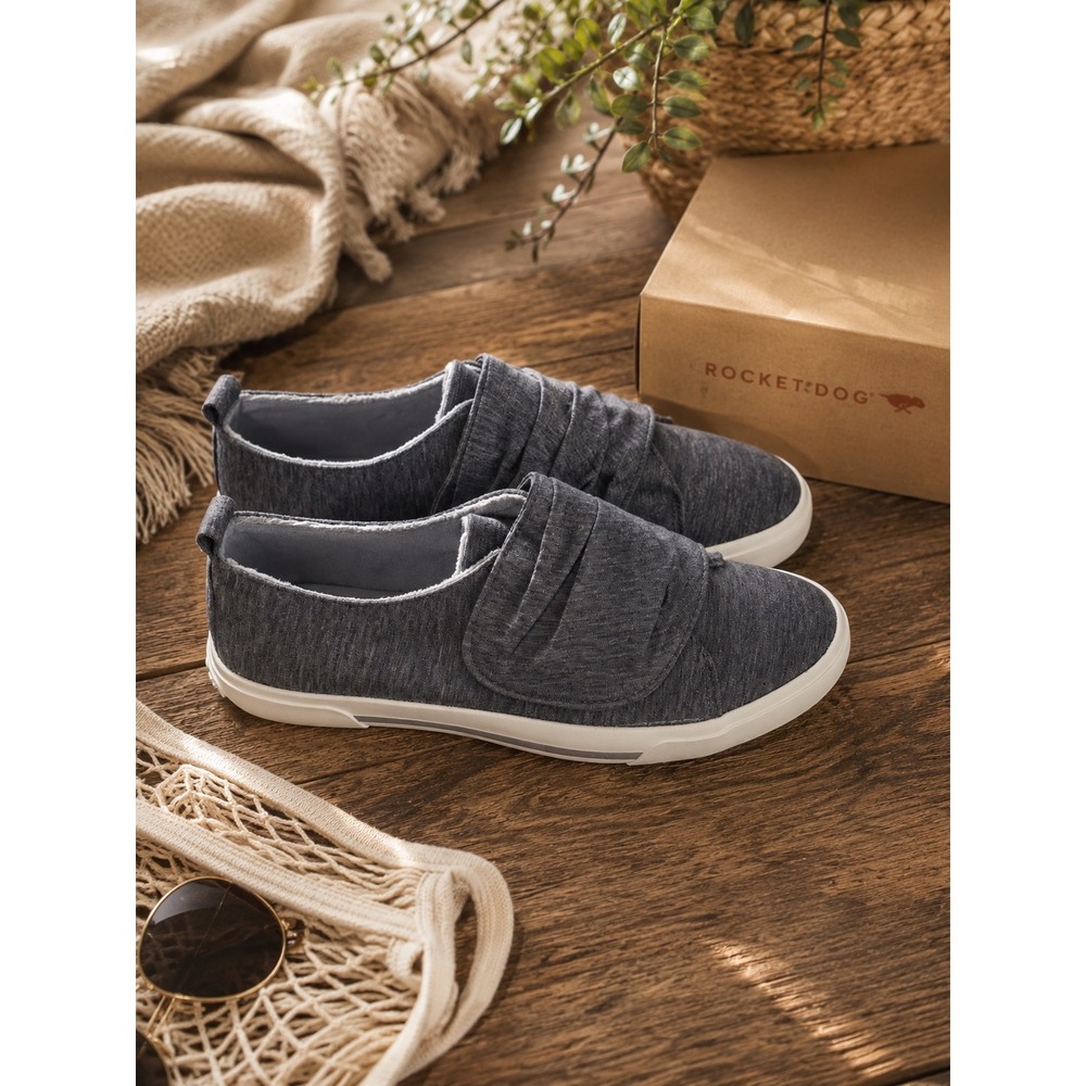 Rocket Dog Jazzlesy Blue Denim Summer Jersey Cotton Slip On Sneakers Womens 10